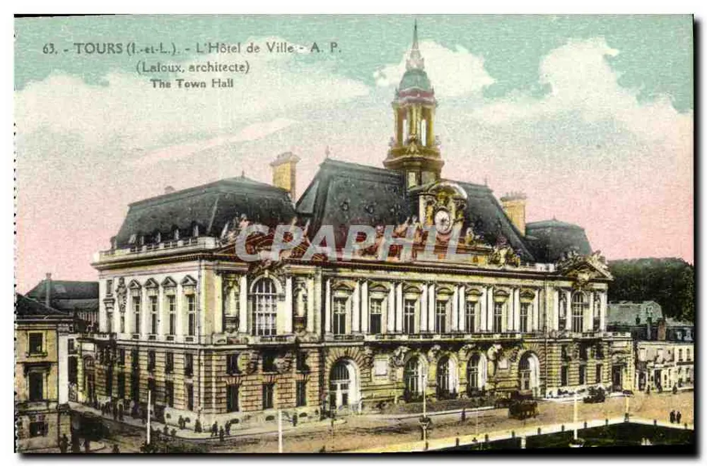 Tours (Loire-et-Loire) — O Hotel de Ville — A. P. (Laloux, arquiteto) - Frente