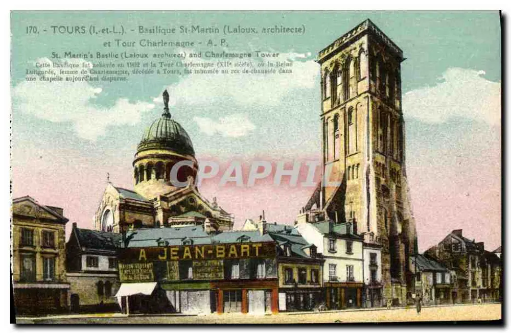Tours (Loire-et-Loire) — Basilika Saint-Martin und Turm Charlemagne — A. Papechin - Vorderseite