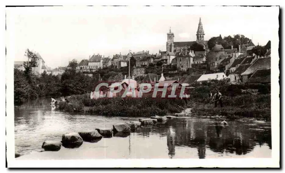 Semur-en-Auxois — Ansicht der Ufer des Armançon und Kirche Notre-Dame — n°64 - Vorderseite
