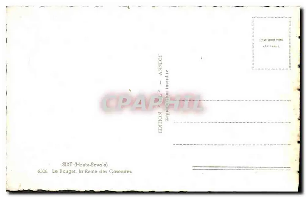 SIXT (Haute-Savoie) — Le Rouget, a Rainha das Cataratas — Edição Annecy, n° 6308 - Verso