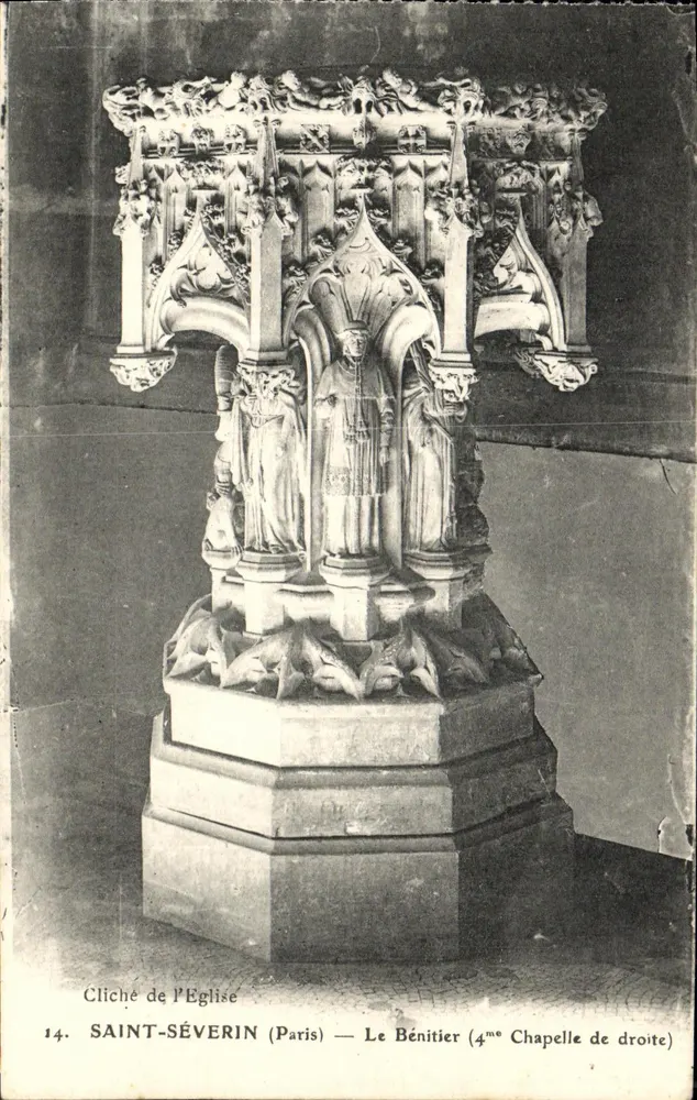 Saint-Séverin (Paris) — Le Bénitier de la 4ème chapelle de droite — Cliché de l'Église - Awers