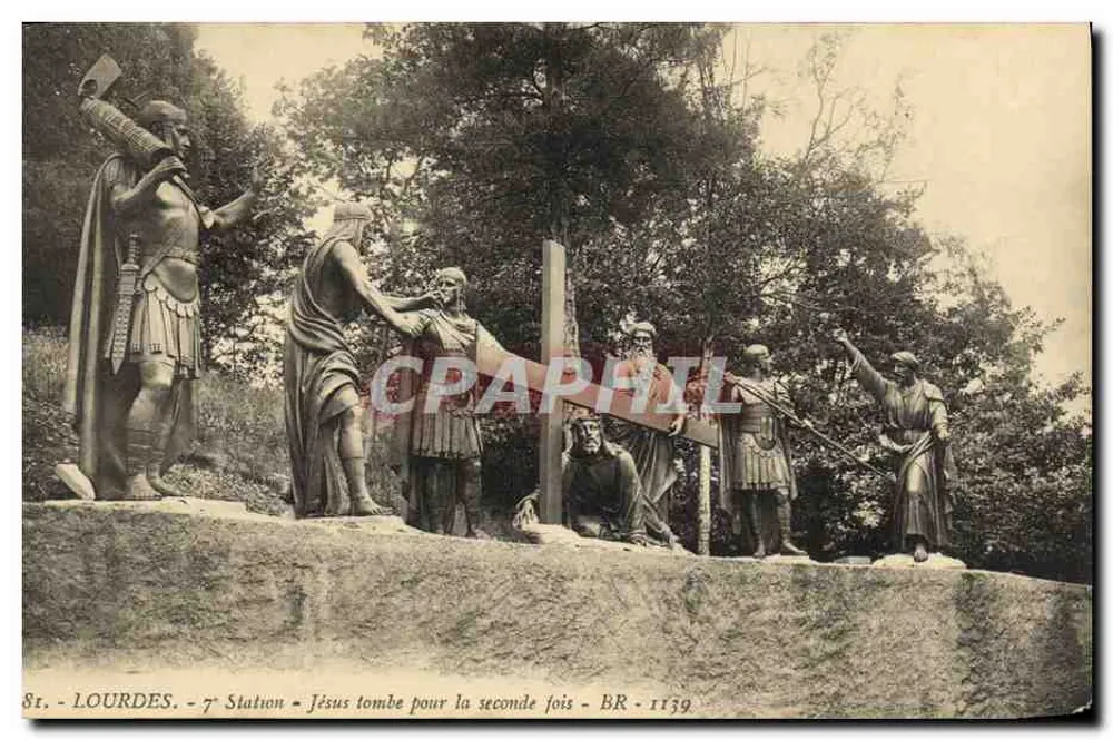 Lourdes - 7e Station - Jezus valt voor de tweede keer - BR - 1139 - Voorkant