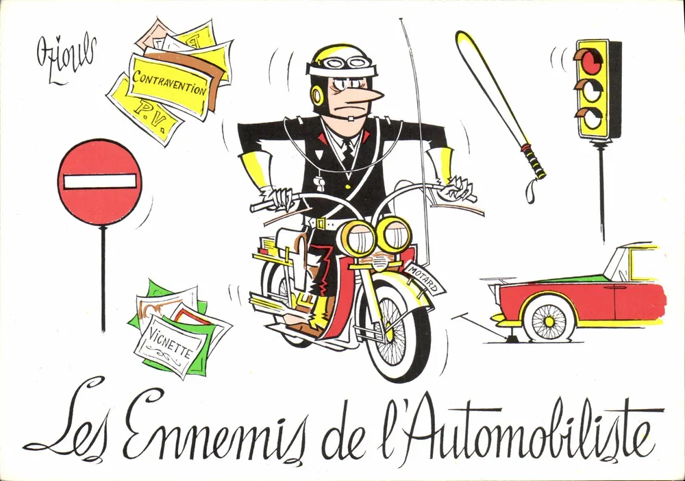 Die Feinde des Automobilisten — Karikatur von Otious — Verlag Vignette - Vorderseite