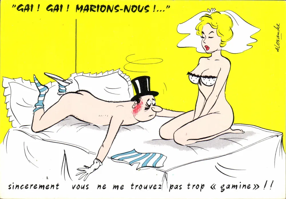 Nupcialidade travessa — caricatura de casamento — Alexandre - Frente