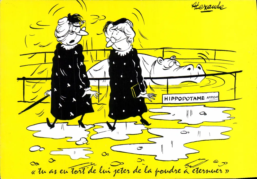 Hipopótamo em cativeiro — caricatura humorística — Alexandre - Frente