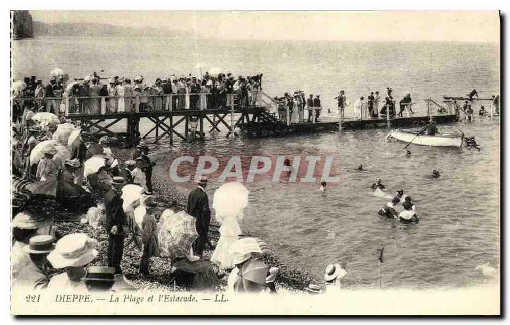 Dieppe — A Praia e a Estacada — LL. n° 221 - Frente