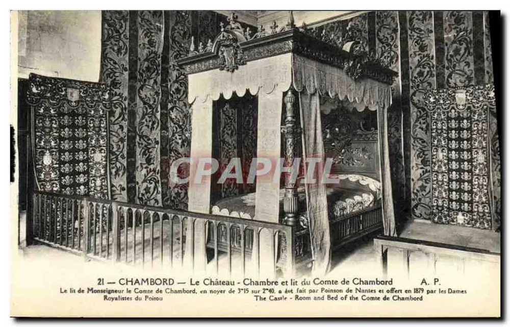 Chambord — Zimmer und Bett des Grafen von Chambord — A. P. - Vorderseite