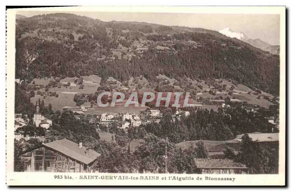 Saint-Gervais-les-Bains und die Aiguille de Bionnassay — Panoramablick — L. Morand, Haute-Savoie - Vorderseite