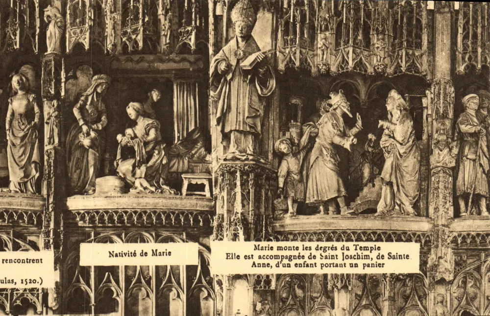 Nacimiento de María — María sube los escalones del Templo — número de serie no visible - Anverso