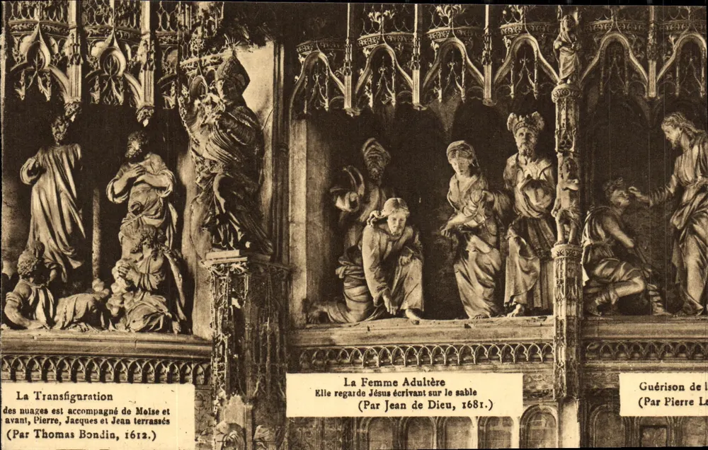 Religiöse Szenen in der Skulptur — Die Verwandlung, Die Ehebrecherin, Heilung — Werke von Thomas Bondin (1612), Jean de Dieu (1681), Pierre La (1681) - Vorderseite