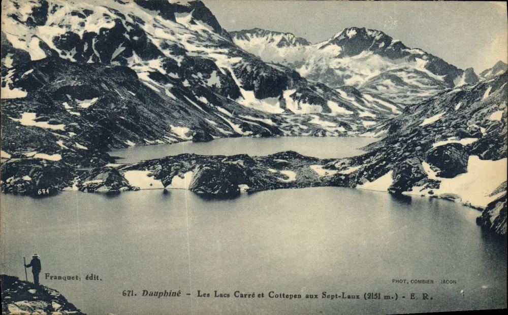 Lakes Carré und Cottepen bei den Sept-Laux (2151 m.) — Dauphiné — Foto. Combier, Iacon — Verlag Franquet, Nr. 671 - Vorderseite