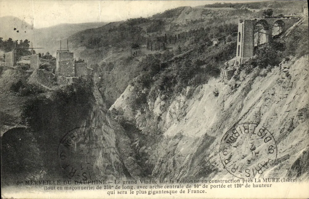 Der große Viadukt während der Bauarbeiten auf der Roizonne in der Nähe von La Mure (Isère) — Wunder des Dauphiné — Verlag S. R. P. P. (Société de la Poste et des Papiers) - Vorderseite
