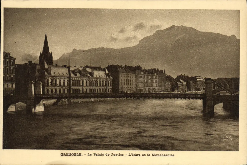 Grenoble - Das Palast der Gerechtigkeit - Der Fluss Isère und die Brücke Moucherotte - Vorderseite