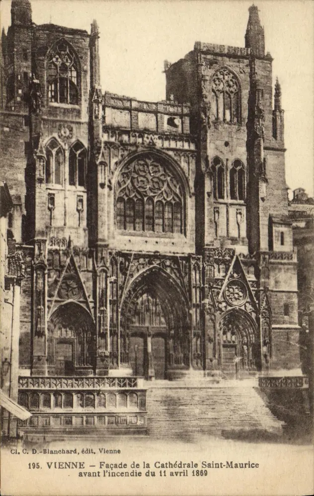 Wien — Fassade der Kathedrale Saint-Maurice vor dem Brand vom 11. April 1869 — Cl. C. D. Blanchard, Verlag Wien - Vorderseite