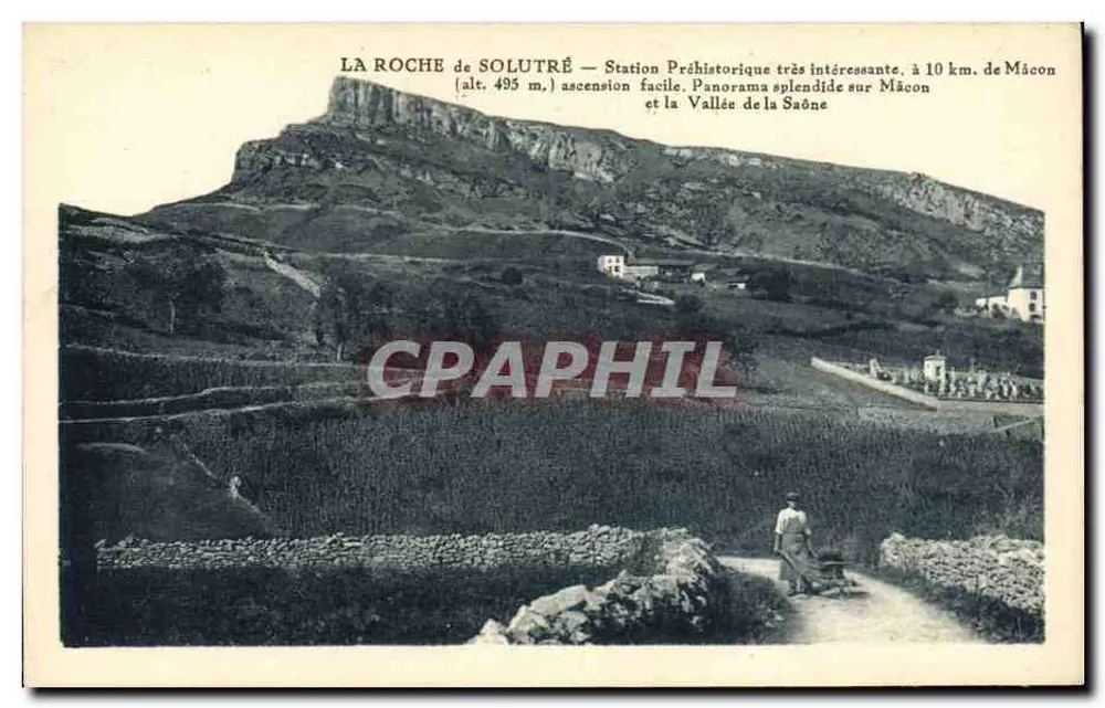 La Roche de Solutré — Station préhistorique, panorama sur Mâcon et vallée de la Saône — Collection Ernest Proust - Mâcon - Frente