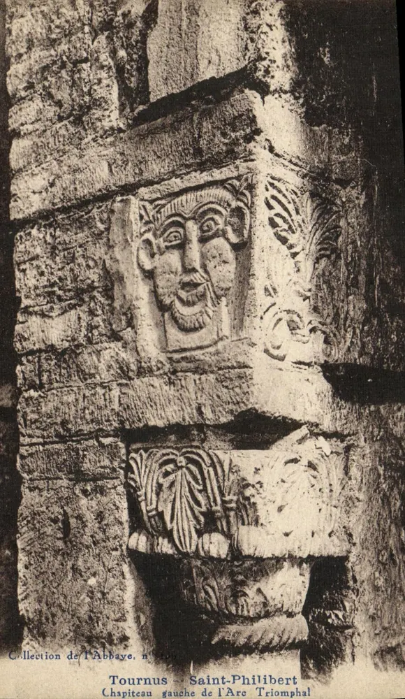 Tournus - Linken Kapitell des Triumphbogens — Saint-Philibert — Sammlung der Abtei - Vorderseite