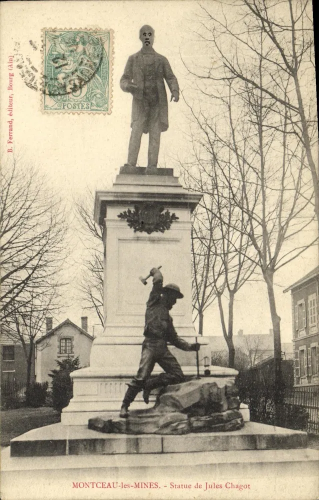 Montceau-les-Mines — Estátua de Jules Chagot — E. Ferrand, editor, Bourg (Ain) - Frente