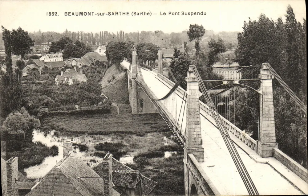 Beaumont-sur-Sarthe (Sarthe) — Il Ponte Sospeso — A. Dolbeau, Le Mans - Recto