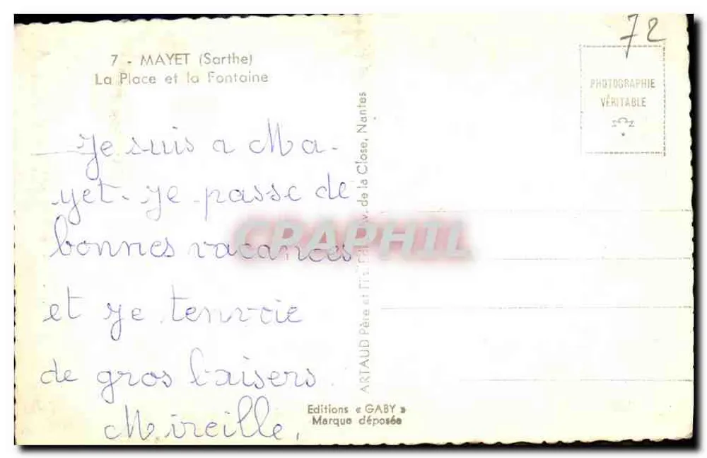 Mayet (Sarthe) — A Praça e a Fonte — Edições Gaby - Verso