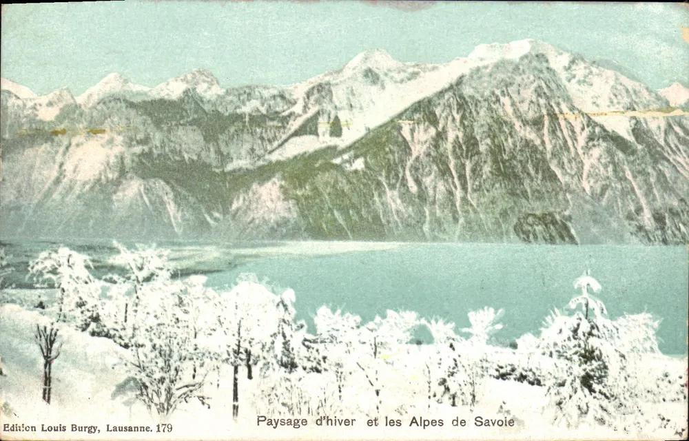 Winterlandschaft und die Alpen der Savoyen — Edition Louis Burgy, Lausanne, Nr. 179 - Vorderseite