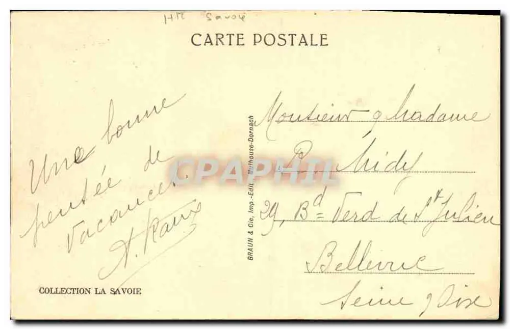 Lago do Hospício de São Bernardo — vista alpina — éditeur Braun & Cie, Dornach - Verso