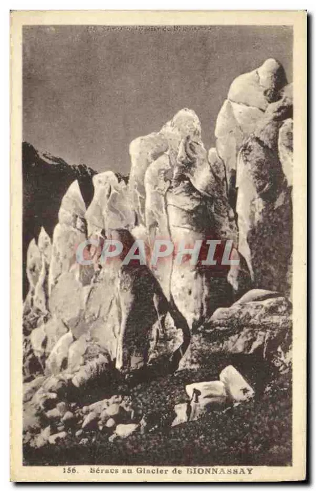 Séracs no Glaciar de Bionnassay — n° 156 — editor L. Morand, Megève - Frente