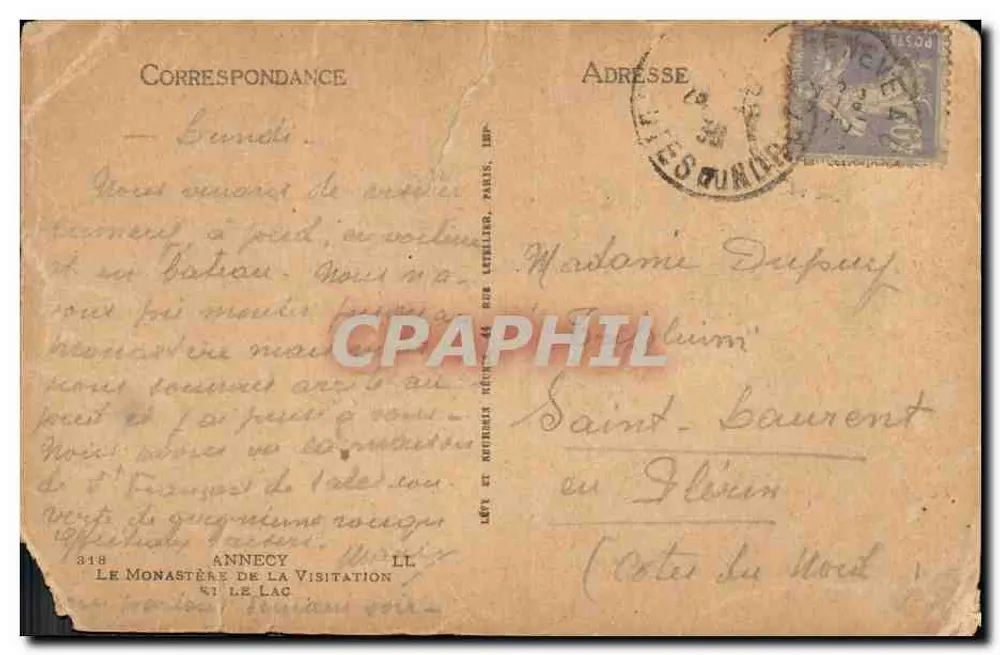 Kloster der Visitation — Annecy am See — Verlag LL, n° 348 - Rückseite