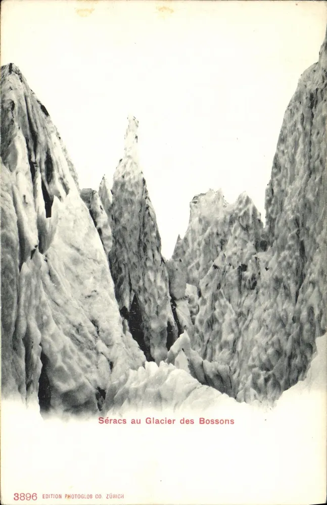 Séracs no Glaciar dos Bossons — Edição Photoglob Co. Zürich, n° 3896 - Frente
