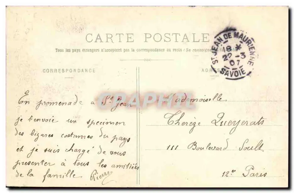 Kleidung aus Savoyen (Jarrier) — E. Reynaud, Verleger, Chambéry — n°5 - Rückseite