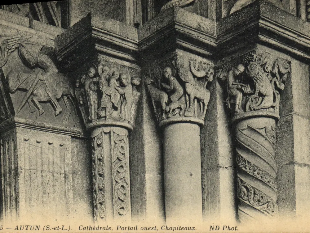 Autun (S.-et-L.) — Kathedrale. Westportal, Kapitelle — ND Phot. - Vorderseite