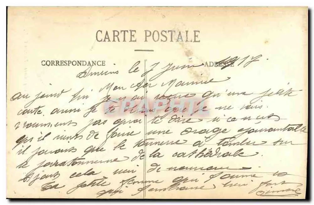 Amiens - Portal da Virgem Dourada - Edição C. N. n°216 - Verso