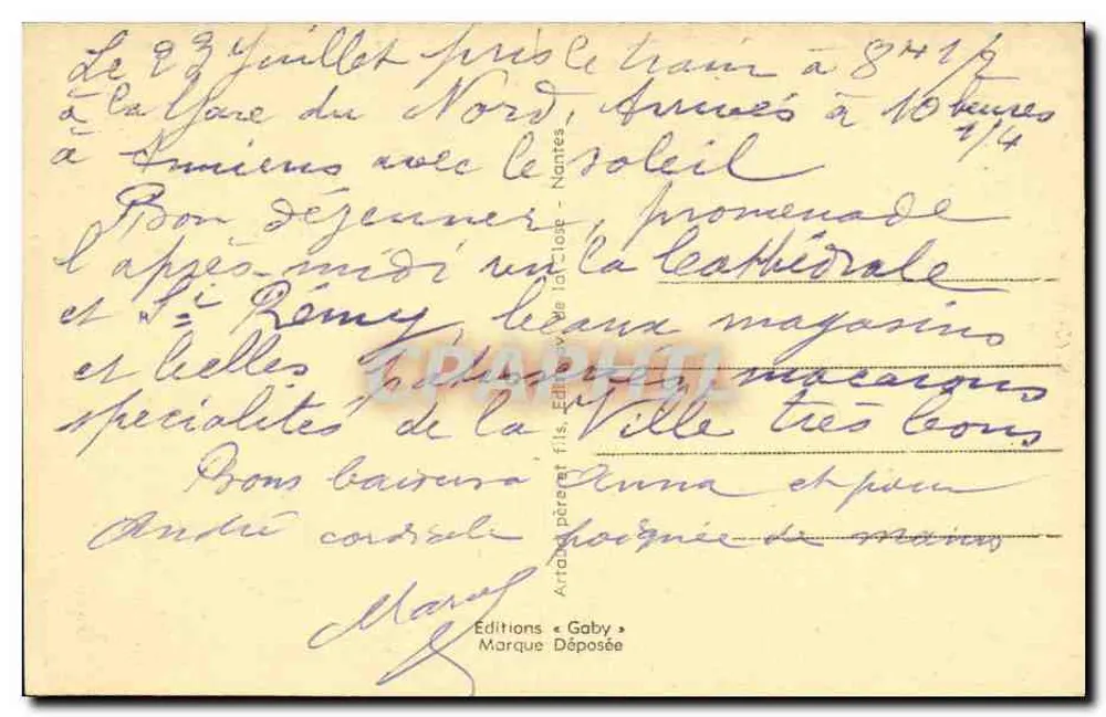 암iens(상메) — 1914-1918년 전몰자 기념비 — 설계자 알베르트 로즈 — 출판사 가비 - 뒷면