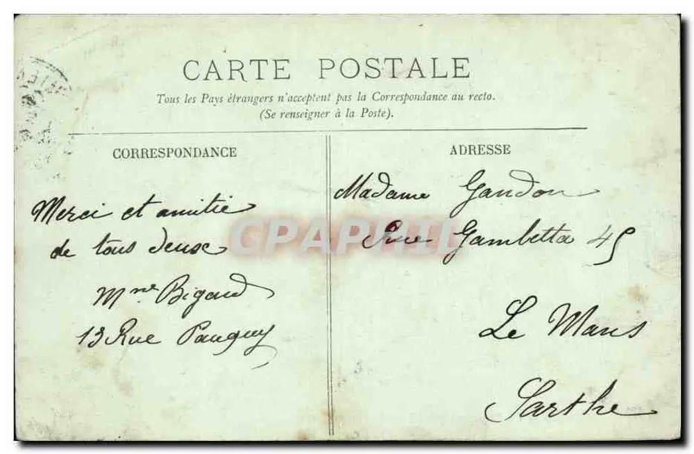 Amiens — La Préfecture — éditeur Mme Bigard, n° 41 - Verso