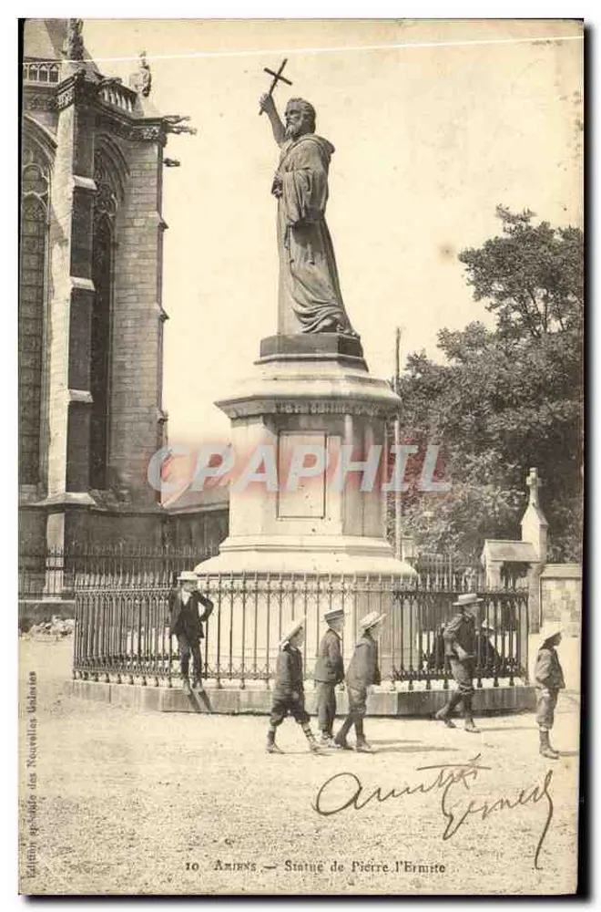 Amiens — Estátua de Pierre l'ermite — Editor Ernest Esnail, n°10 - Frente