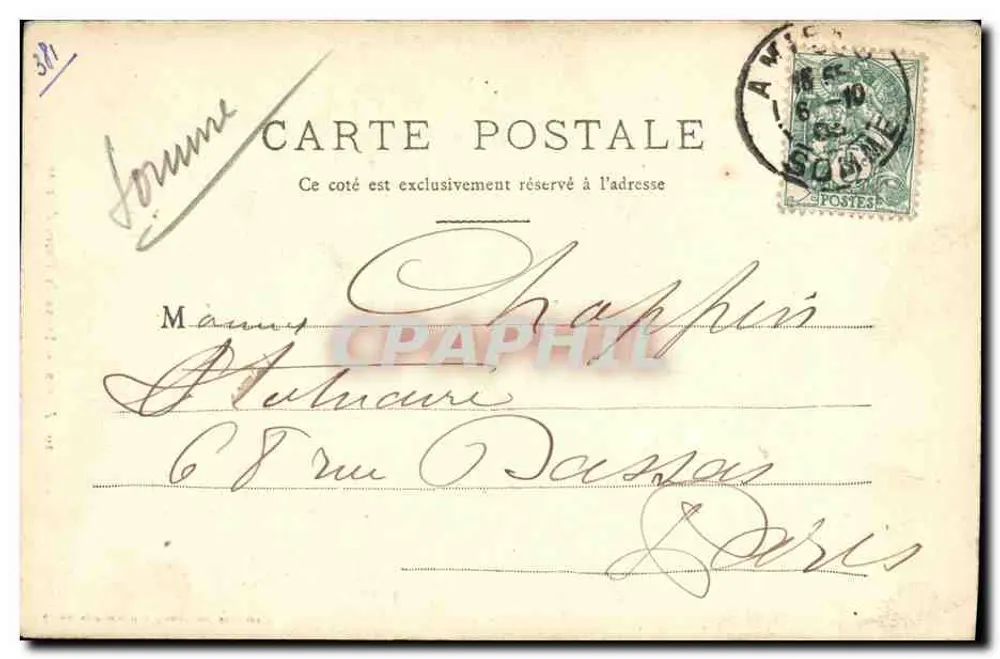 Amiens — Estátua de Pierre l'ermite — Editor Ernest Esnail, n°10 - Verso