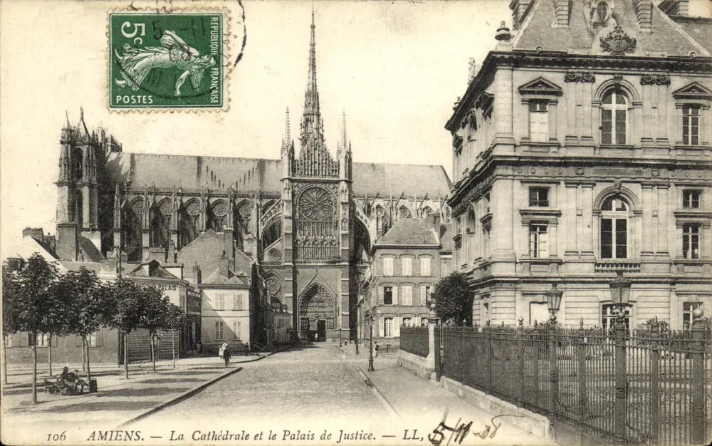 Amiens — Ansicht der gotischen Kathedrale und des Palastes der Gerechtigkeit. — LL, n°106 - Vorderseite