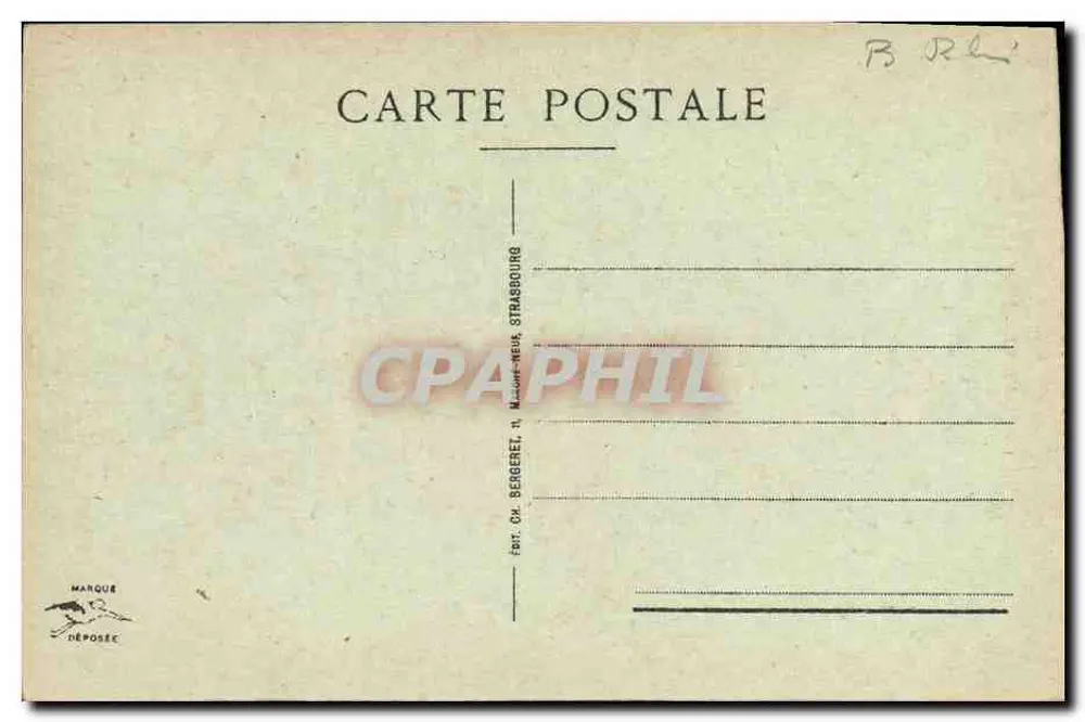 Saverne - A Igreja — Torre da igreja com relógio e fonte — Editor: Ch. Bergeret, Strasbourg - Verso