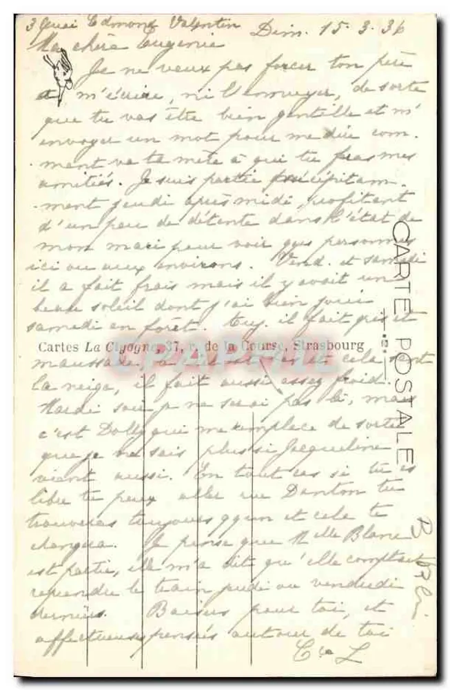 Straßburg — Die Vier Türme der alten Mauern — Cartes La Cigogne, n°497 - Rückseite