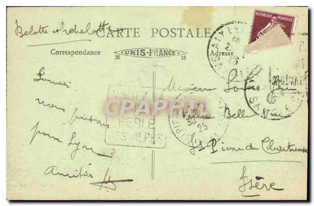 Aix-les-Bains — Vista Geral e o Lago do Bourget — editor A. Fallet, n°32 - Verso