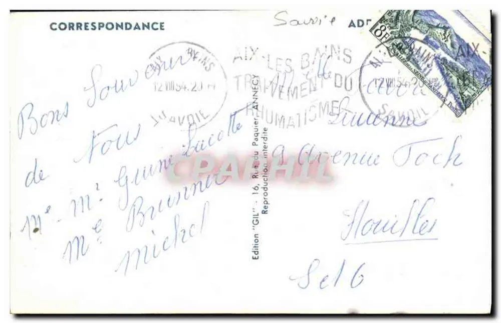 Aix-les-Bains — Route de la Chambotte und See Bourget — Edition 'Gil' N°3570 - Rückseite