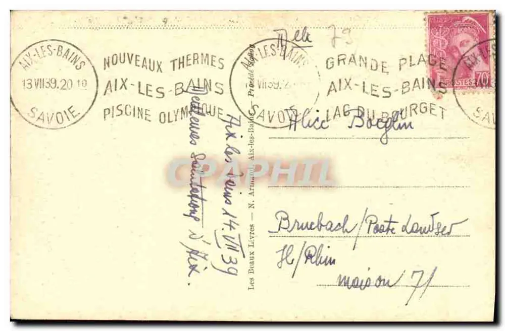 Aix-les-Bains — La Plage. La Douche. — Éditeur : Dan, n° 37 - Verso