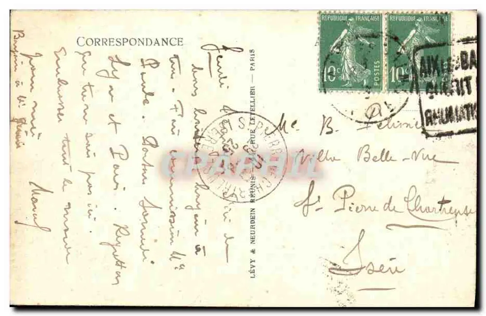 Aix-les-Bains — Le Revard 1.545 m. Höhe und der Mont-Blanc (4.810 m.) — Lévy & Neurdein - Rückseite