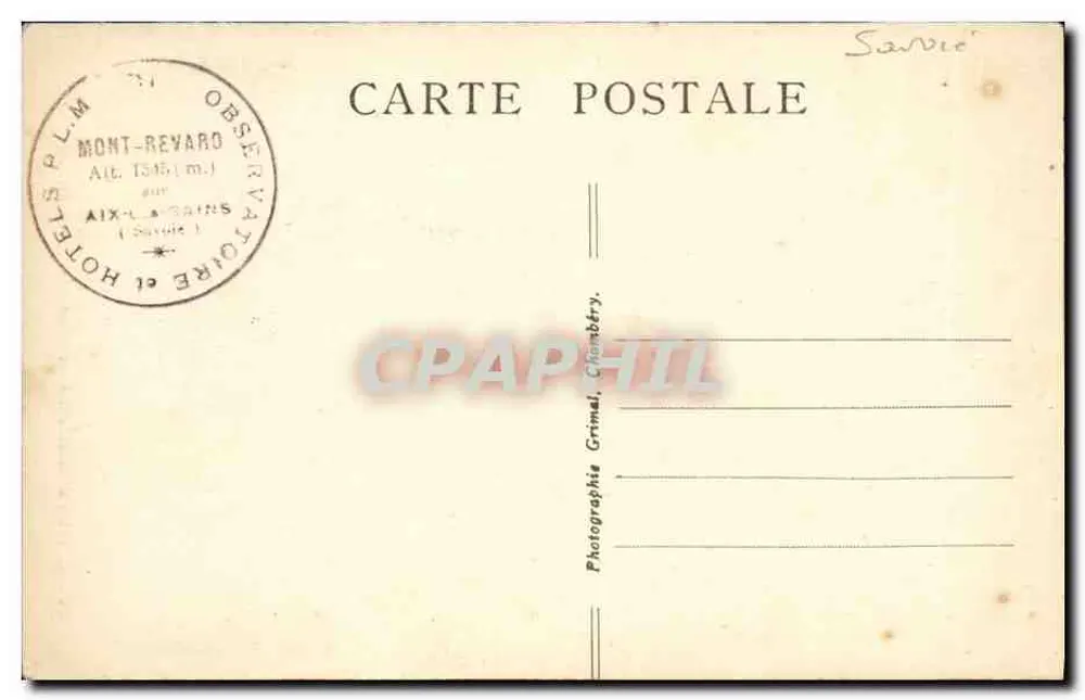 Mont Revard — Mesa de Orientação — Fotografia Grimal, Chambéry - Verso