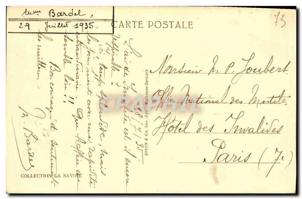 Praz-sur-Arly — Allgemeine Ansicht — Tal der Arly und der Mont Charvin (2414 m) — Verlag Réaclin & Cie, n° 13489 - Rückseite
