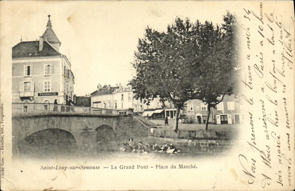 Saint-Loup-sur-Semouse — Der Große Brücke — Marktplatz — Liché Cam. — Reuchet, Verlag, Fongerolles. - Vorderseite