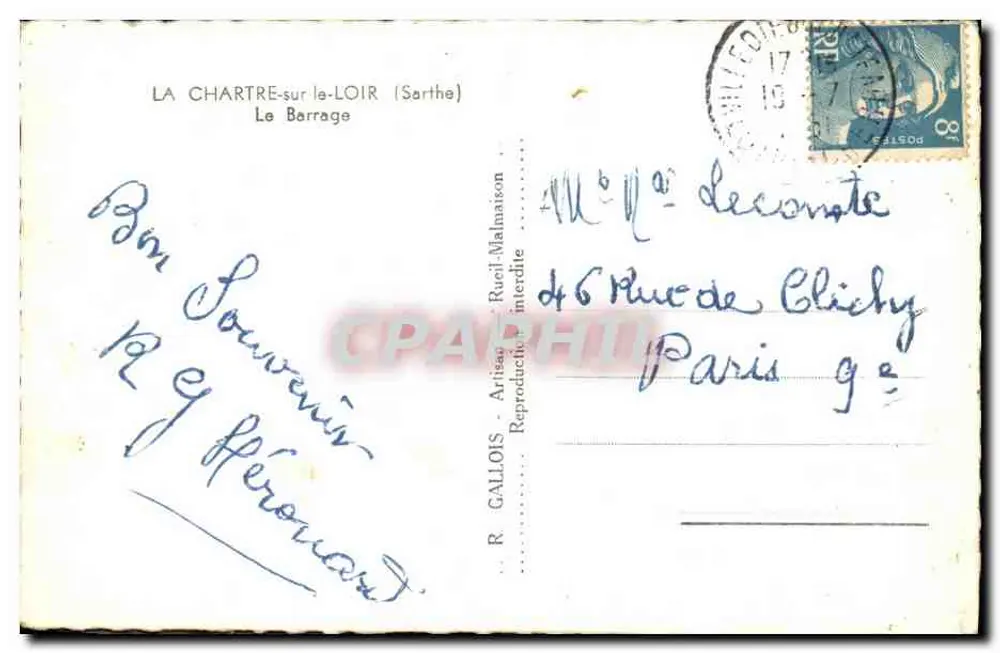 La Chartre-sur-le-Loir — O Barragem — R. Gallois - Verso