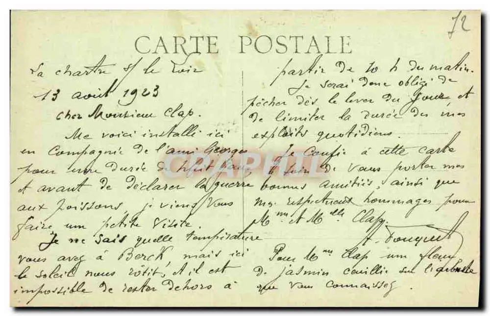 La Chartre-sur-le-Loir (Sarthe) — Ansicht vom Mühle — Foto-Druck A. Dolbeau Le Mans - Rückseite