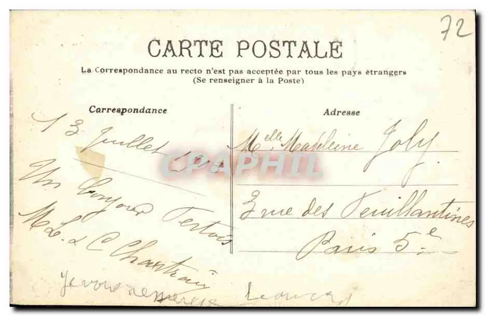 La Ferté-Bernard (Sarthe) — Vista geral e a Pradaria — editor desconhecido, n° de série 31 - Verso