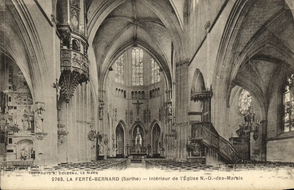 La Ferté-Bernard (Sarthe) — Innenansicht der Kirche Notre-Dame-des-Marais — IMP-PHOTO A. DOLBEAU, LE MANS, n°2763 - Vorderseite
