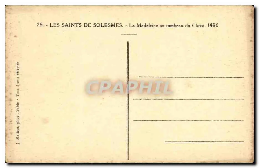 La Madeleine am Grab Christi — 1496 — J. Mailcot, phot. Sable - Rückseite